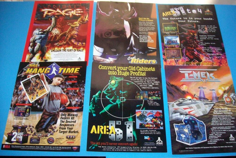 Arcade FLYERS T-Mek Area 51 Site 4 Hang Time Primal Rage Cool Riders Atari #3